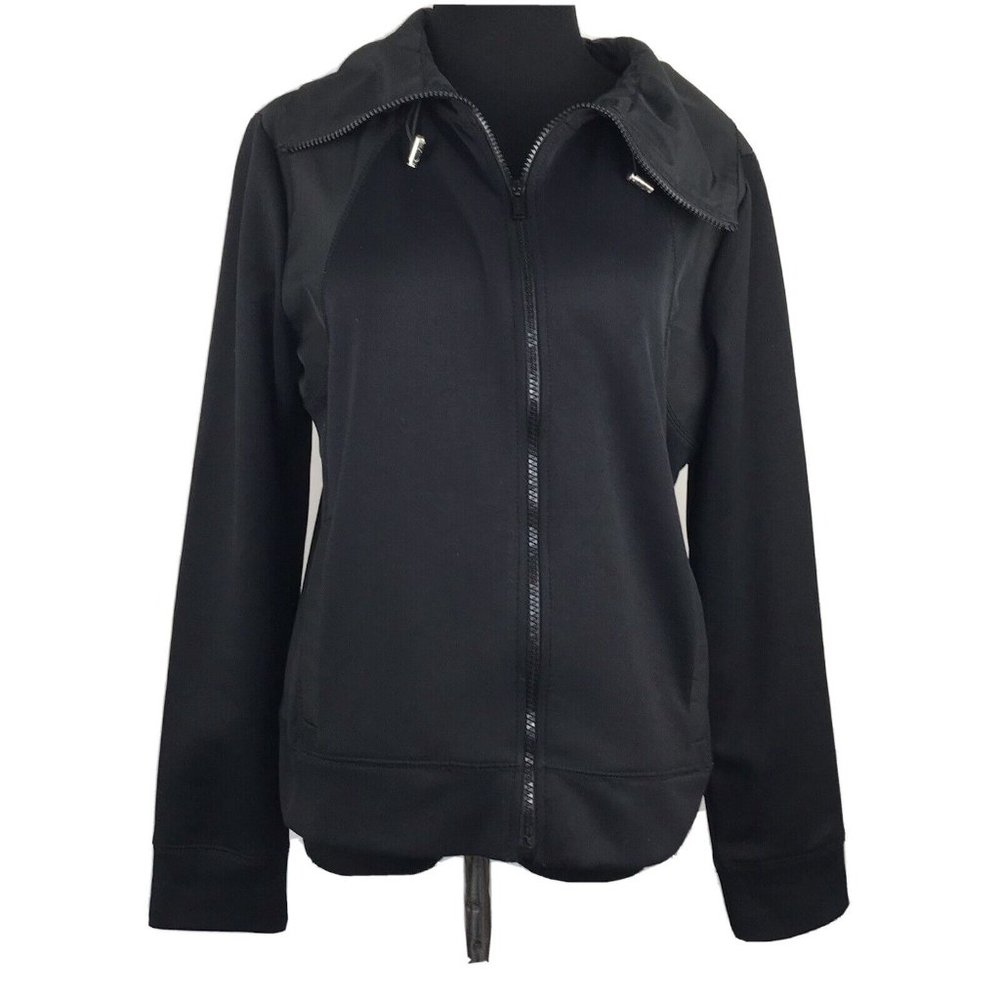 Lauren Ralph Lauren Active Womens Black Full Zip Athletic Stretch Jacket Medium